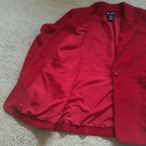 Red Corduroy Classic Single Breasted Women's Lined Blazer Single Button Sz XS - Picture 11 of 15